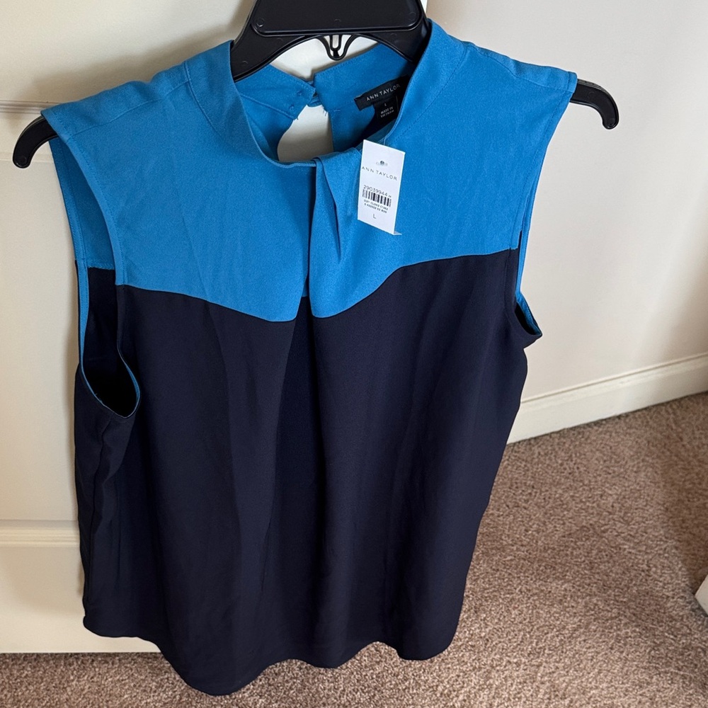 Ann Taylor Two-Tone Blue and Navy Blouse NWT